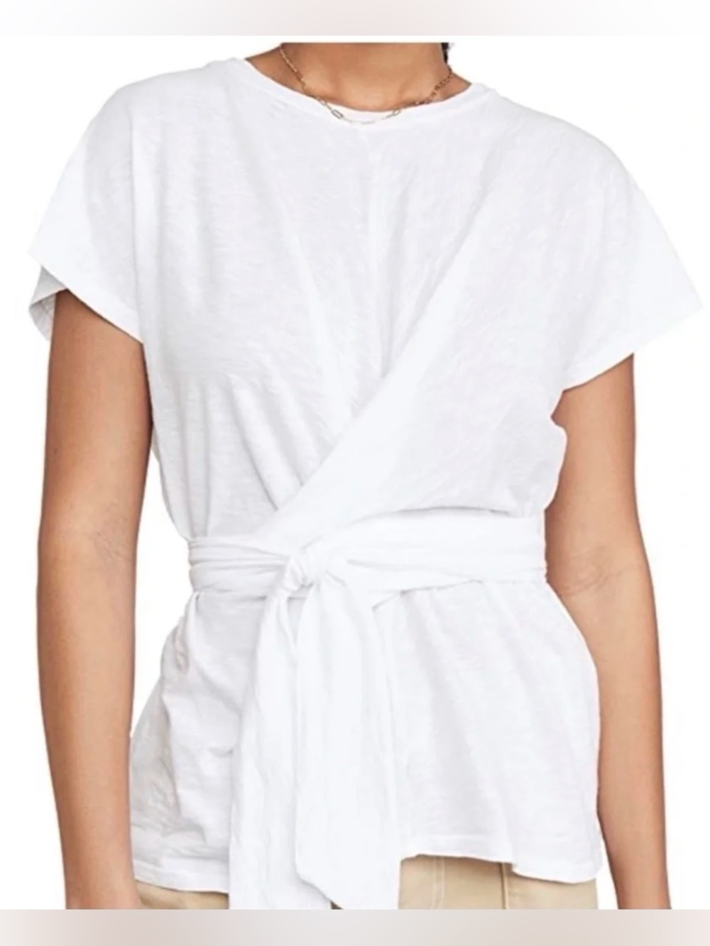 Velvet by Graham & Spencer Bexley Belted T-Shirt in White (L)